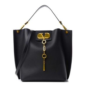 VALENTINO GARAVANI ESCAPE CALFSKIN HOBO BAG -black Leather